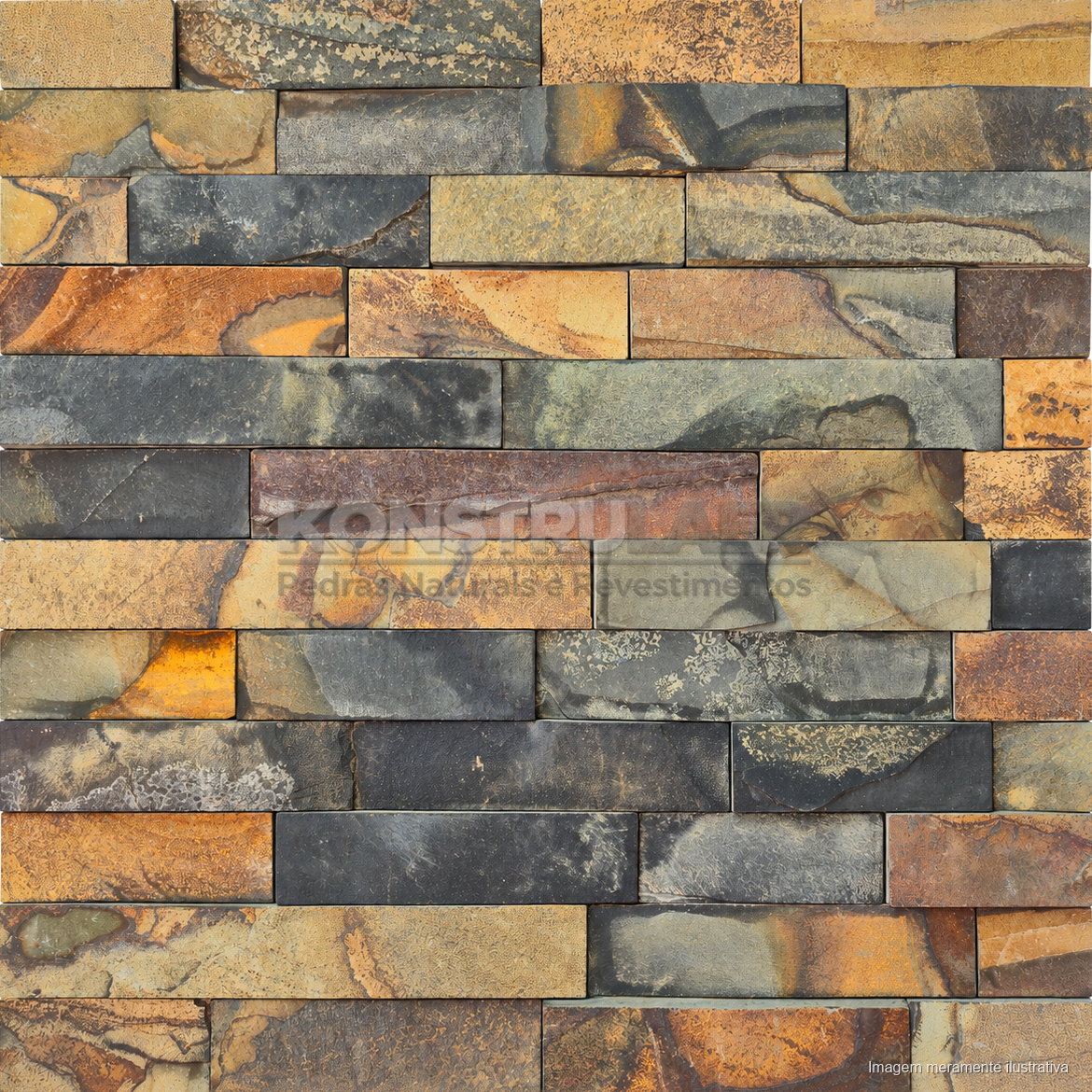 Pedra Ferro Ferrugem Filete 5 cm × livre, painel frontal completo